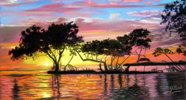 Sunset over the lake