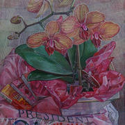 Orchids on a pink t-shirt