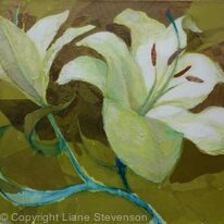 Lilies , green and gold.