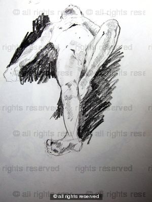 Foreshortened male nude