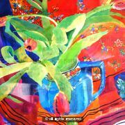 Tulips and blue jug