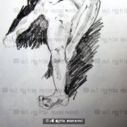 Foreshortened male nude