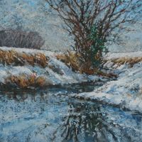Brook-Stream-Winter. pastel