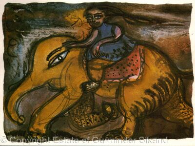 Woman and Elephant