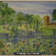 Cornflower field with church
