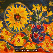 Still Life, Sunflower Plate and Jug