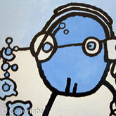 Blue Alien in Headphones